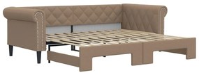 cappuccino színű kihúzható műbőr heverő 90 x 200 cm