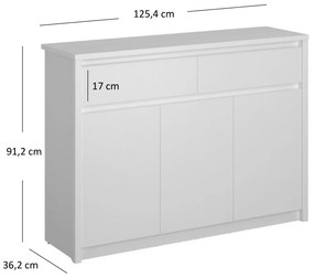 Komód Ethan 3D2S (fehér). 1052909