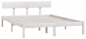 King Size fehér tömör fenyőfa ágykeret 150 x 200 cm