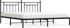 vidaXL fekete fém ágykeret fejtámlával 193 x 203 cm