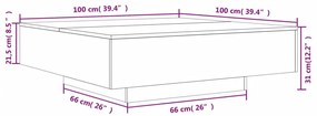 betonszürke szerelt fa dohányzóasztal 100x100x31 cm