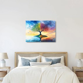 Üveg kép – Évszakok festett fája (70x50 cm)