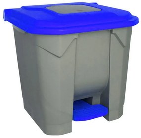 Szelektív hulladékgyűjtő konténer, műanyag, pedálos, kék, 30L