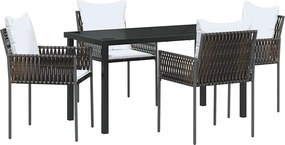vidaXL Kert étkező szett 5 pcs Barna és fekete PE Rattan