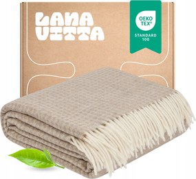 Gyapjú Takaró Komfort 100% Gyapjú Ágytakaró Pléd Bézs 150х200 cm