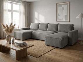 U alakú ülőgarnitúra SMART COSARO 295x140 cm, szürke