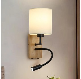 Brilagi Brilagi -LED Rugalmas fali lámpa 1xE27/25W/230V + LED/3W tölgy/fekete/krémes BG1562
