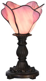 Tiffany asztali lámpa rózsaszín szirom burával Ø 20*30 cm