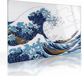 Kép - japán rajz, hullámok (üvegen) (70x50 cm)