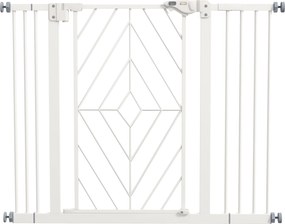 PawHut Kutyakorlát Lépcsőhöz, Automatikusan Záródó Ajtóval, 74-100 cm, Ajtó Biztonsági Kerítés, Fúrás Nélkül, Kutyabariér, Fehér | Aosom