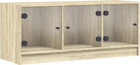 vidaXL sonoma tölgy színű TV-szekrény üvegajtókkal 102 x 37 x 42 cm