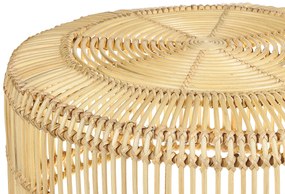 Rattan Dohányzóasztal Világos Fa Színben ⌀ 84 cm LIMNI Beliani