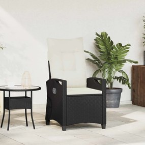 Fekvő Kerti Szék Fekete és Krém 56 x 60 x 112 cm polirattan