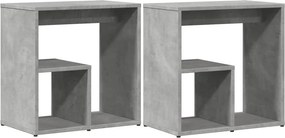 vidaXL 2 db betonszürke szerelt fa kisasztal 50x30x50 cm