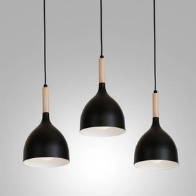 Csillár zsinóron NOAK WOOD 3xE27/15W/230V fekete/bükkfa