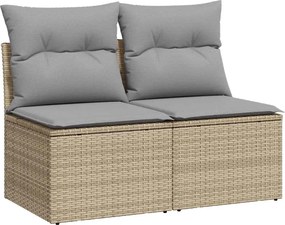 vidaXL 2 részes bézs polyrattan akácfa kerti ülőgarnitúra párnákkal