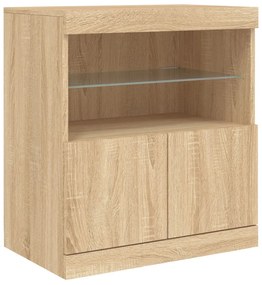 sonoma tölgy színű tálalószekrény LED-ekkel 60 x 37 x 67 cm