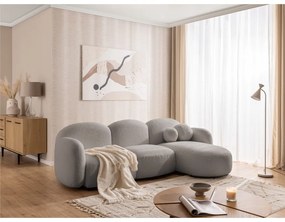 Szürke buklé sarokkanapé (jobb oldali-heverő résszel) Orbit – Ropez