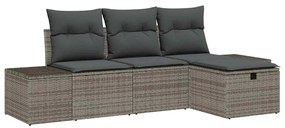 vidaXL Kerti Kanapé Szett párnával 4 pcs Szürke Poli rattan