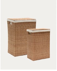 Natúr színű rattan szennyeskosár szett 2 db-os Indali – Kave Home