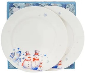 Karácsonyi hóemberes porcelán desszertes tányér szett 2db-os díszdobozban Snowman