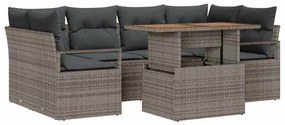 vidaXL Kerti Kanapé Szett tárolóval 7 pcs Szürke Poli rattan