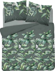 Elegáns Ágyneműhuzat Zöld Levelek Természet Pamut Szatén 200x220