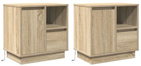 Éjjeli Szekrények LED 2 db Sonoma Tölgy 50x34.5x50 cm