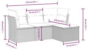 4 részes barna polyrattan kerti ülőgarnitúra párnákkal