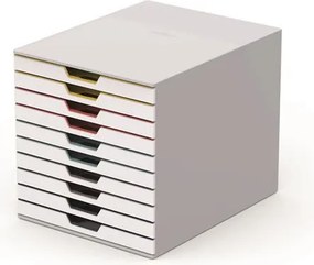 Irattároló, műanyag, 10 fiókos, DURABLE VARICOLOR® 10, fehér (DB763027)