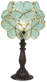 Tiffany asztali lámpa zöld virágos 38 cm