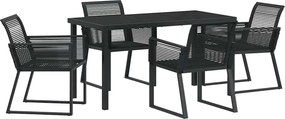 vidaXL Kert étkező szett 5 pcs Fekete Porszórt acél