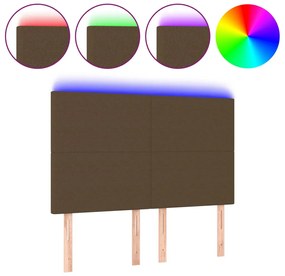 sötétbarna szövet LED-es fejtámla 144x5x118/128 cm