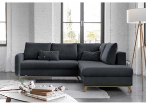 Scandic Lagom L sötétszürke kinyitható kanapé, jobb oldalas - Miuform