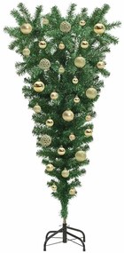 Felfordított Műfenyő Előre Bekapcsolt Karácsonyi Fenyő Gömbökkel Szett