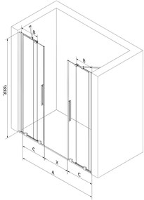 Mexen Velar Duo, tolózuhanyajtó nyitáshoz 160 cm, 8mm szürke üveg, arany fényes, 871-160-000-42-50