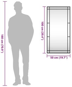 fekete téglalap alakú vas fali tükör 50 x 100 cm
