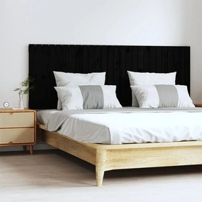 fekete tömör fenyőfa fali fejtámla 166 x 3 x 60 cm