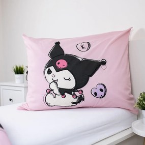 Rózsaszín egyszemélyes pamut gyerek ágyneműhuzat 140x200 cm Hello Kitty "Kuromi" – Jerry Fabrics