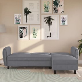 Szürke bársony kinyitható sarokkanapé Perry – Støraa