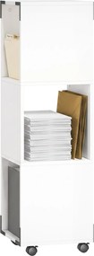 HOMCOM mobil irattároló 3 nyitott rekesszel és nyomtatótartóval — fehér, 33,5 x 33,5 x 111 cm | Aosom