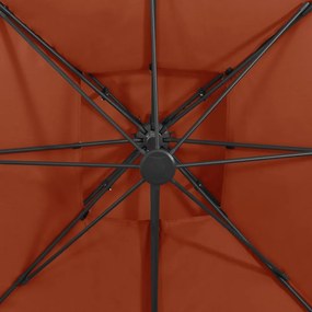 terrakotta dupla tetejű konzolos napernyő 300 x 300 cm