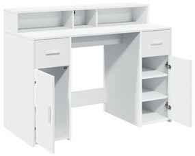 fehér szerelt fa íróasztal LED-világítással 120 x 55 x 91 cm