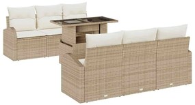 vidaXL Kerti Kanapé Szett párnával 7 pcs Bézs Poli rattan