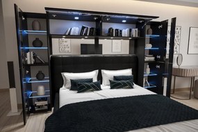 Prince Panama 14 hálószoba bútor magasfényű feKETE (256cm)