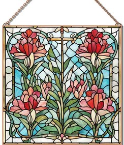 Stained-Glass-Flower-18 üvegkép, falikép