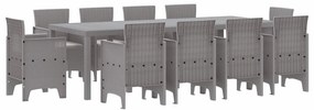vidaXL Kert étkező szett 11 pcs Világosszürke Polipropilén