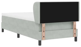 Boxspring Ágy Mattal Világosszürke 90x200 cm Bársony