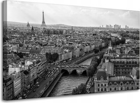 Vászonkép Párizs fekete-fehér a hegyről 100X60