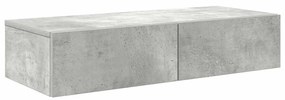 Falipolc fiókokkal betonszürke 80x33x17 cm műszaki fa